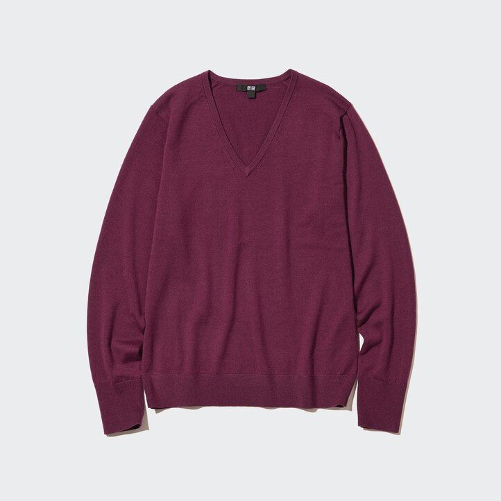 Green Uniqlo 100pct Extra Fine Merino V Neck Jumper | PSFDO-3092