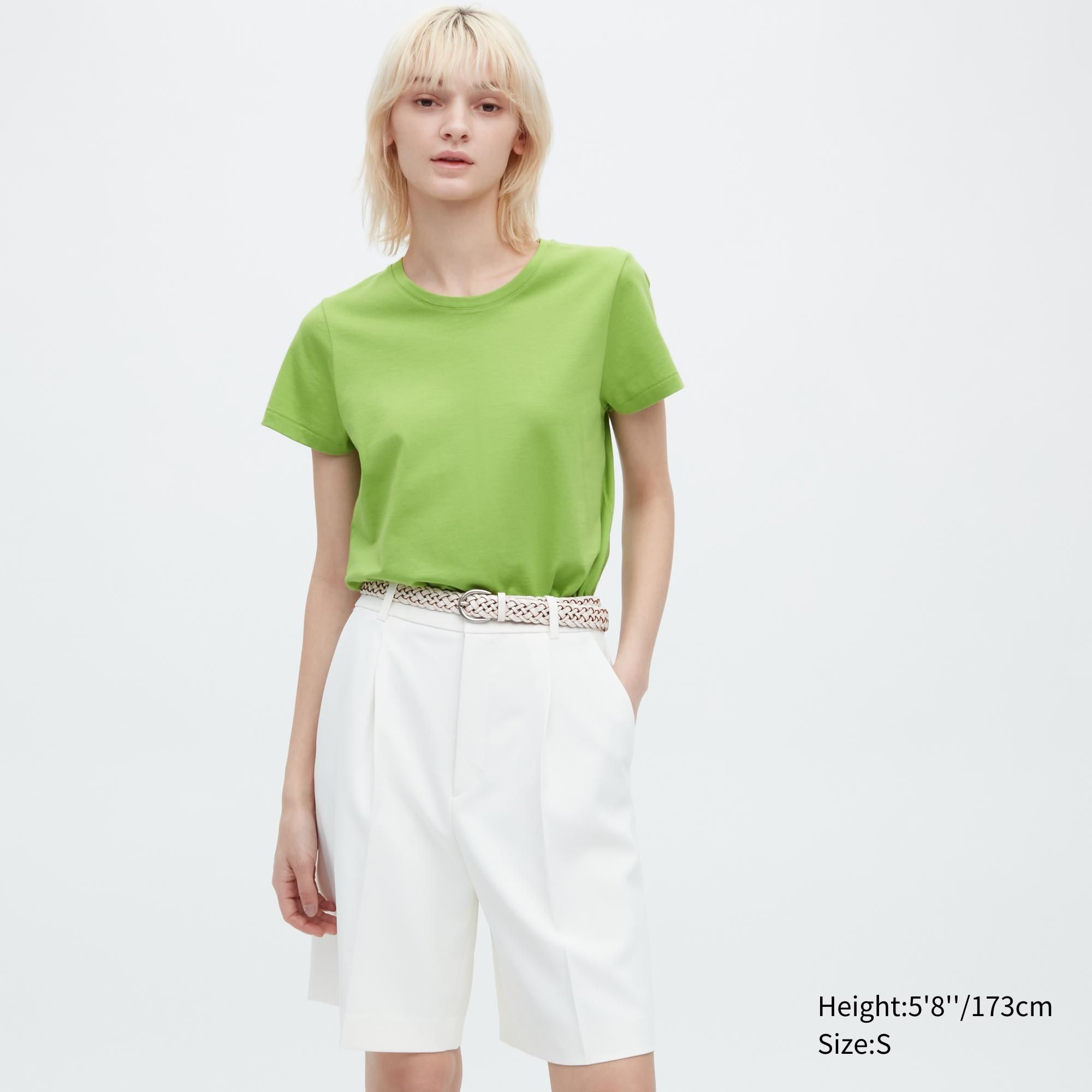 Green Uniqlo 100pct Supima Cotton Crew Neck Short Sleeved T-Shirt | QZRTS-1682