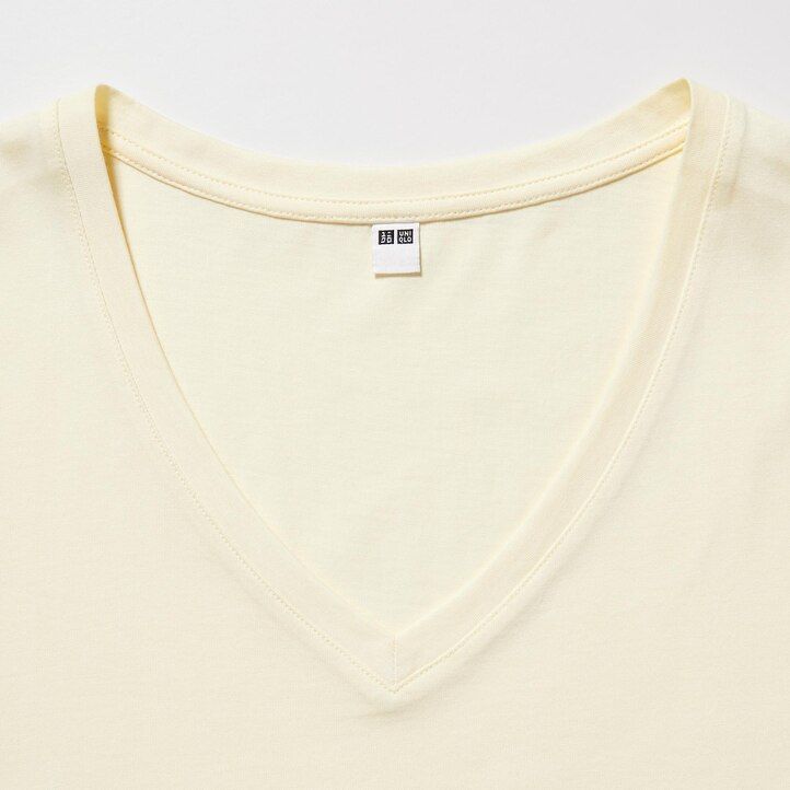 Green Uniqlo 100pct Supima Cotton V Neck T-Shirt | OHMKW-9763