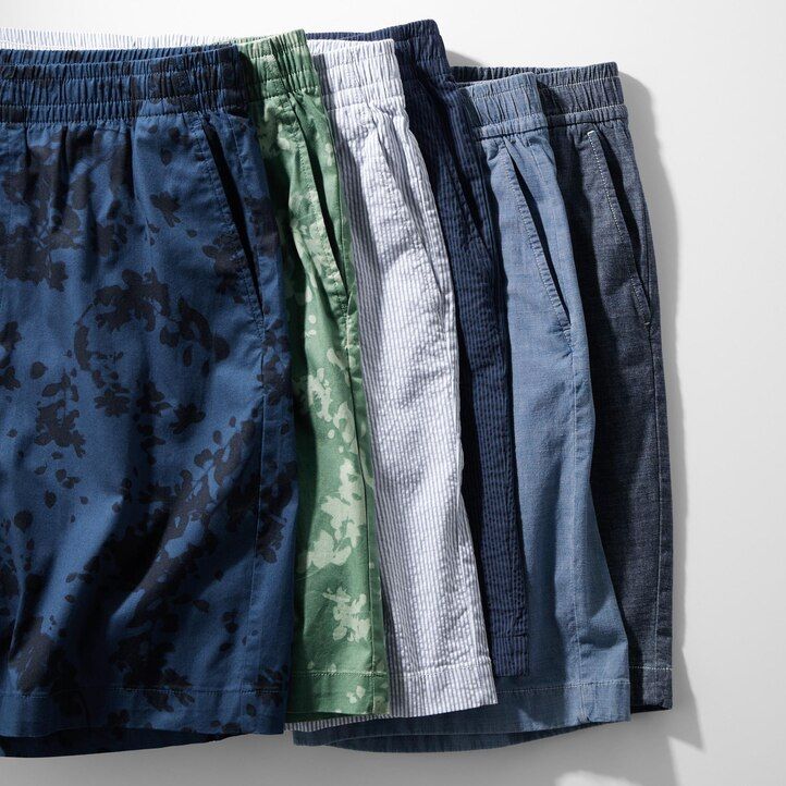 Green Uniqlo Dry Stretch Leaf Print Easy Shorts | OANXE-3107
