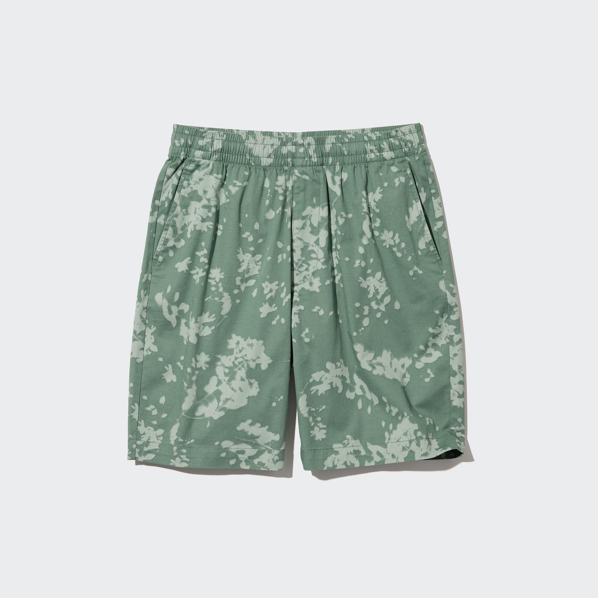 Green Uniqlo Dry Stretch Leaf Print Easy Shorts | OANXE-3107