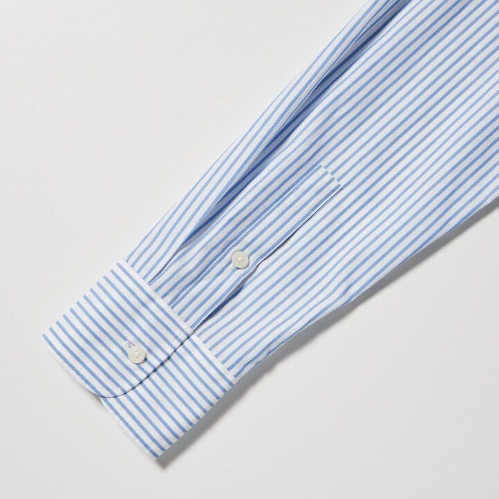 Green Uniqlo Extra Fine Cotton Striped Long Sleeved Shirt | BOSNT-3125