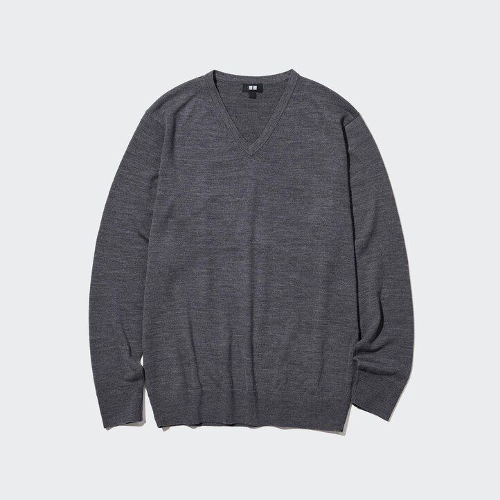 Green Uniqlo Extra Fine Merino V Neck Jumper | GVKXN-8930