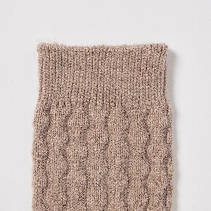 Green Uniqlo Heattech Cable Knit Thermal Socks | TZSQB-0385