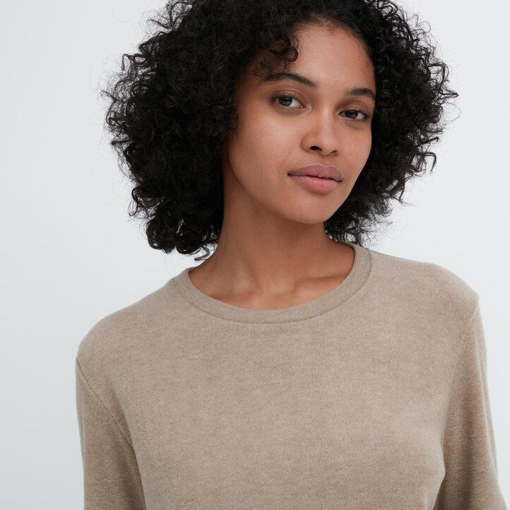 Green Uniqlo Heattech Fleece Crew Neck Long Sleeved Thermal Top | DHTBZ-4175