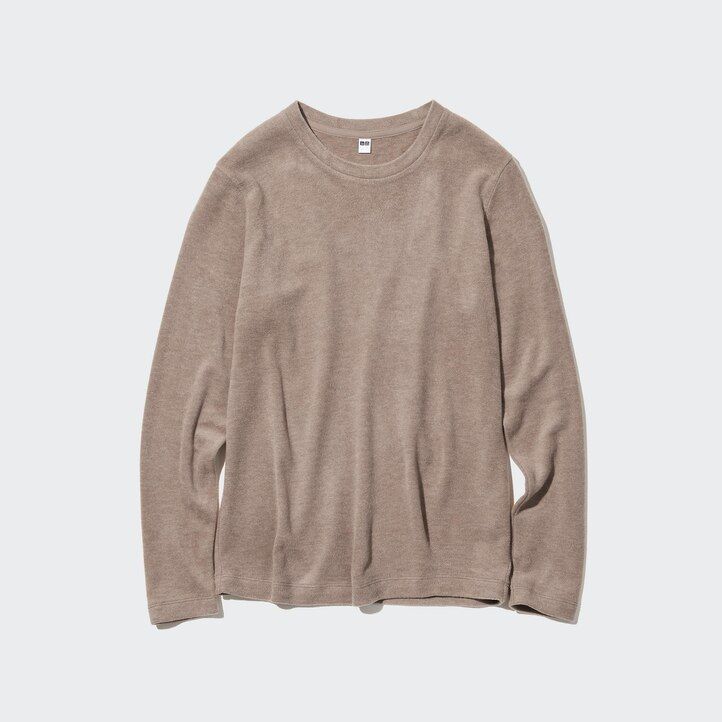 Green Uniqlo Heattech Fleece Crew Neck Long Sleeved Thermal Top | DHTBZ-4175
