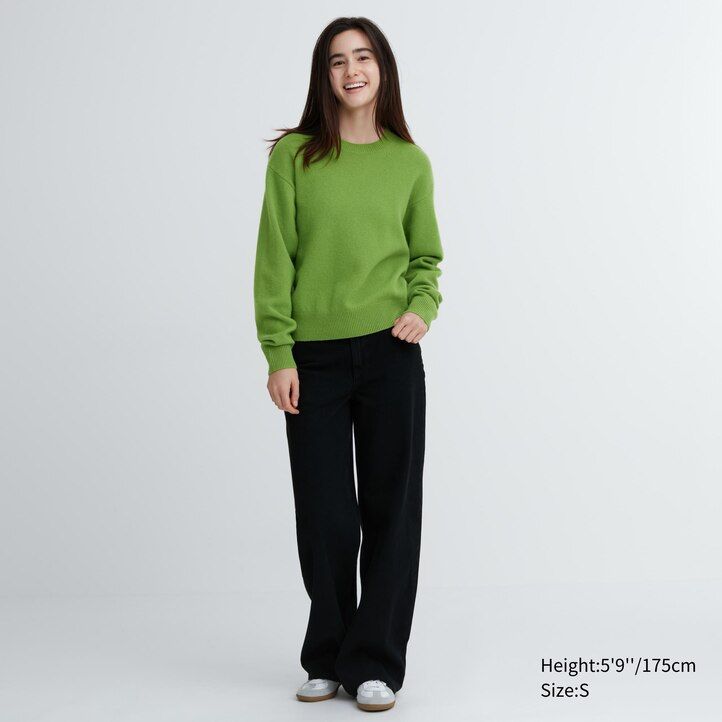 Green Uniqlo Premium Lambswool Crew Neck Jumper | EUQSM-8519