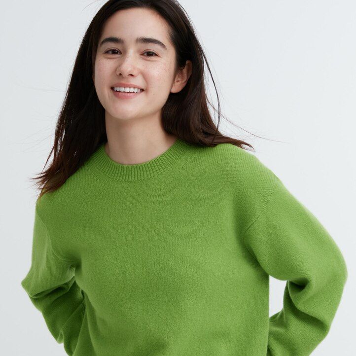 Green Uniqlo Premium Lambswool Crew Neck Jumper | EUQSM-8519