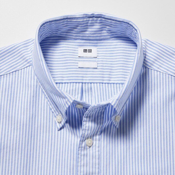 Green Uniqlo Slim Fit Striped Oxford Shirt | YQHXV-6045