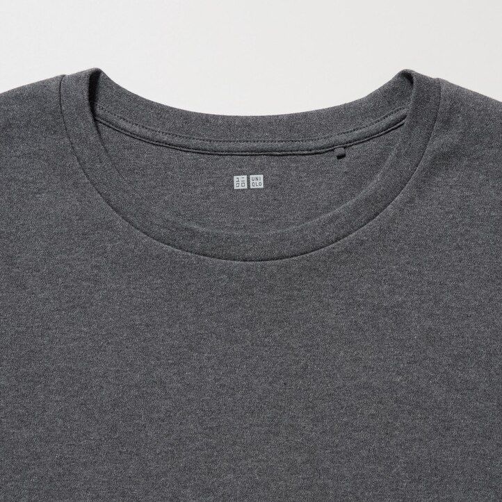 Green Uniqlo Smooth Cotton Stretch Crew Neck Long Sleeved T-Shirt | UVRMS-5704