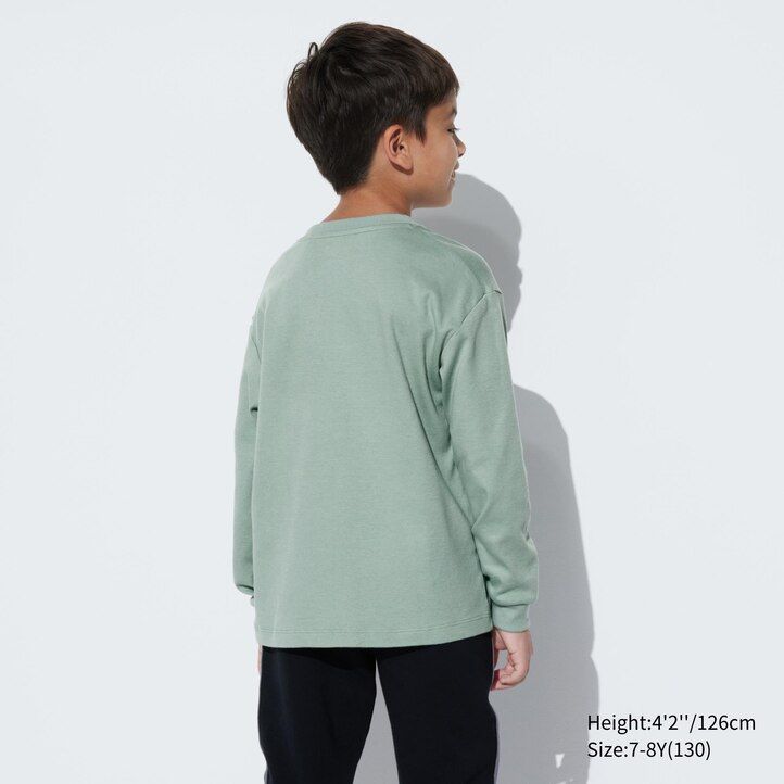 Green Uniqlo Soft Brushed Cotton Crew Neck Long Sleeved T-Shirt | DJQCI-7846
