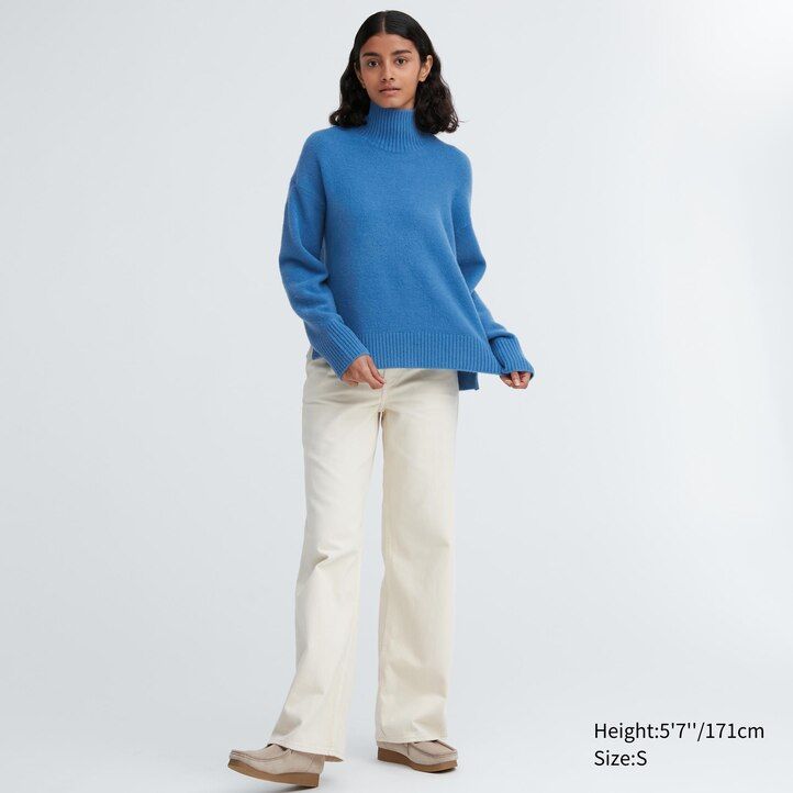 Green Uniqlo Souffle Yarn High Neck Jumper | VSEOW-9460