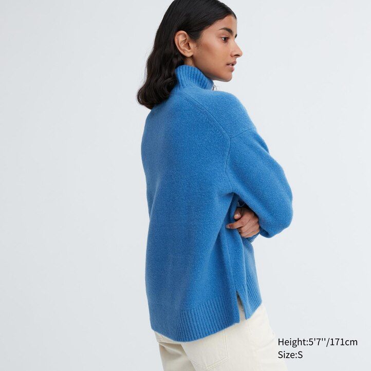 Green Uniqlo Souffle Yarn High Neck Jumper | VSEOW-9460