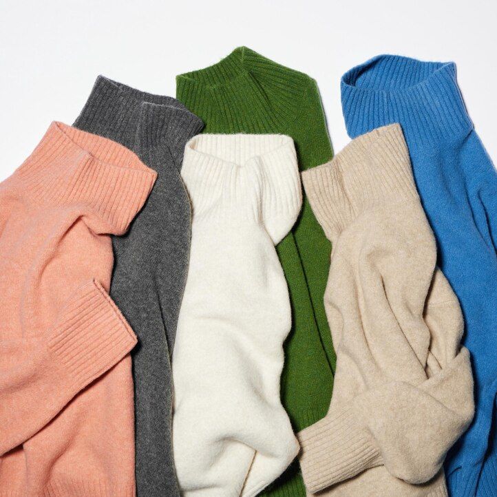 Green Uniqlo Souffle Yarn High Neck Jumper | VSEOW-9460