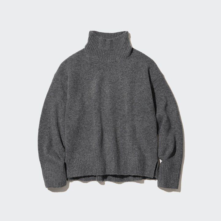 Green Uniqlo Souffle Yarn High Neck Jumper | VSEOW-9460