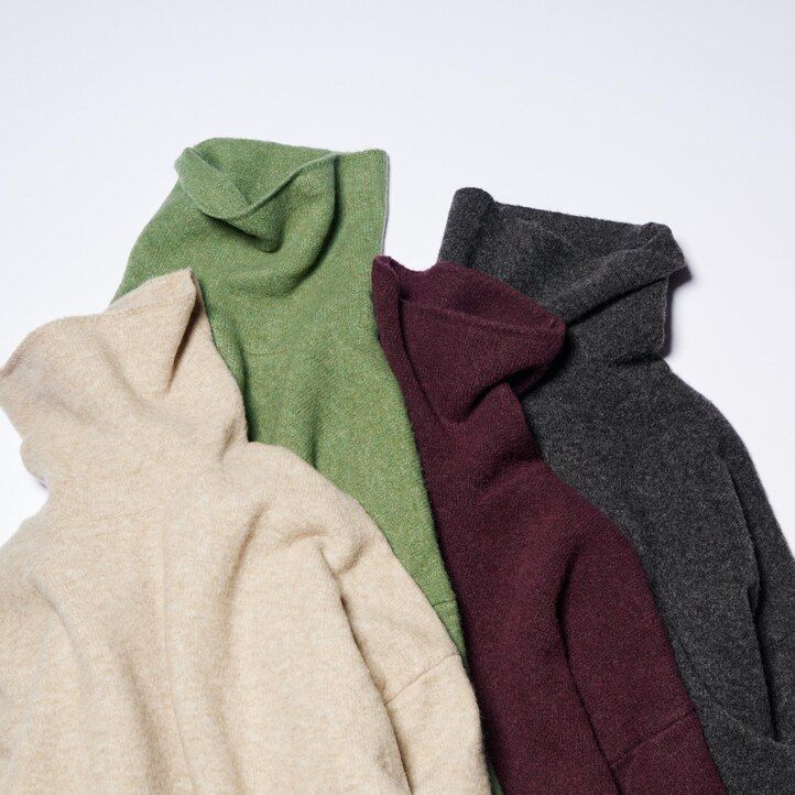 Green Uniqlo Souffle Yarn Turtleneck Long Sleeved Dress | CQHOZ-5937