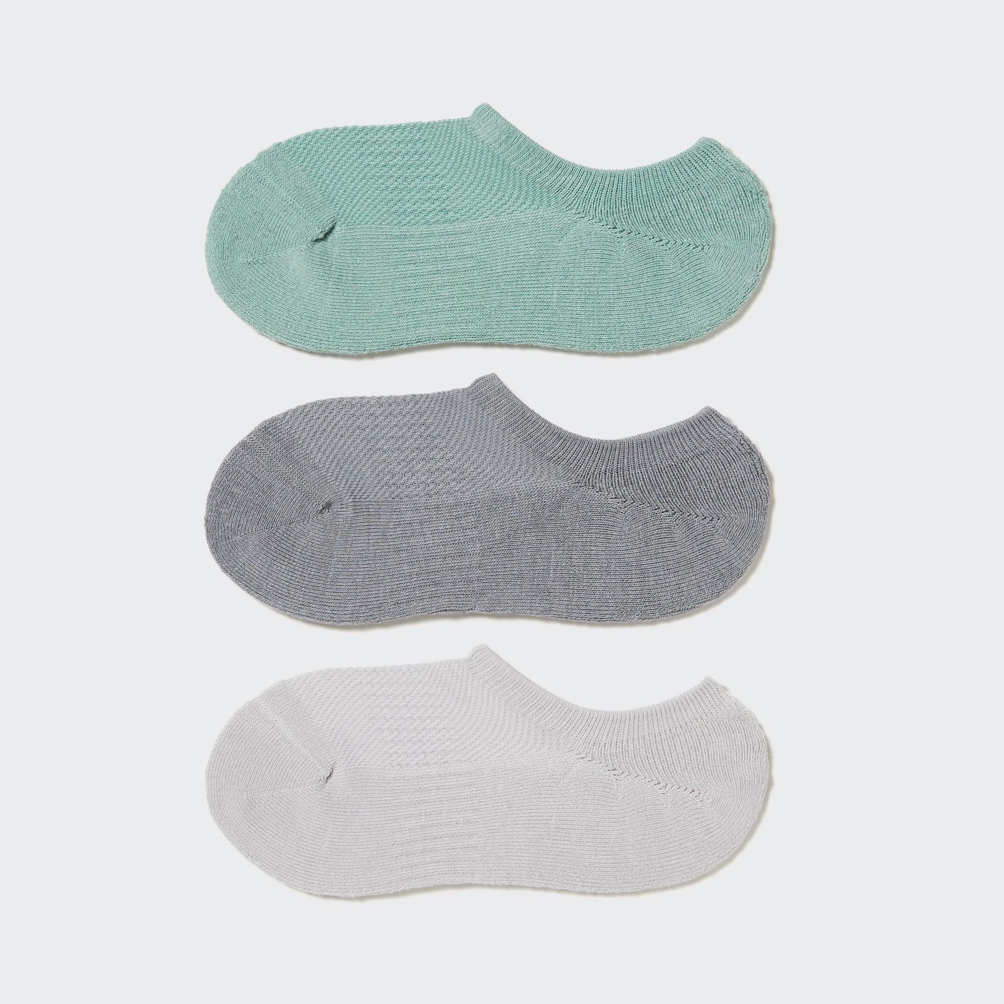 Green Uniqlo Sports Invisible No Show Socks Three Pairs | MTQPE-5462