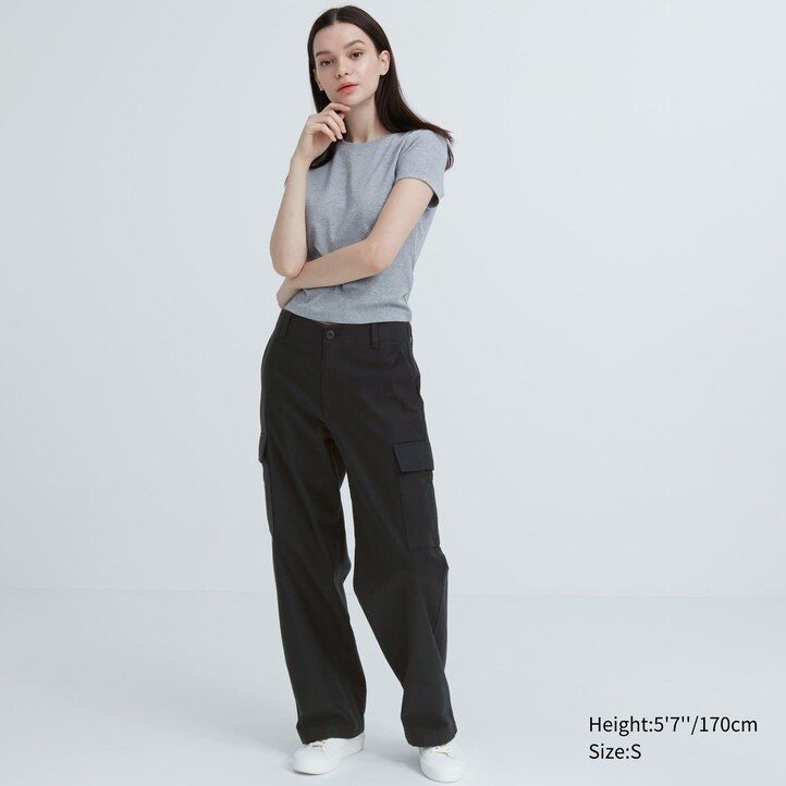 Green Uniqlo Wide Straight Leg Cargo Trousers | PNTMC-1962