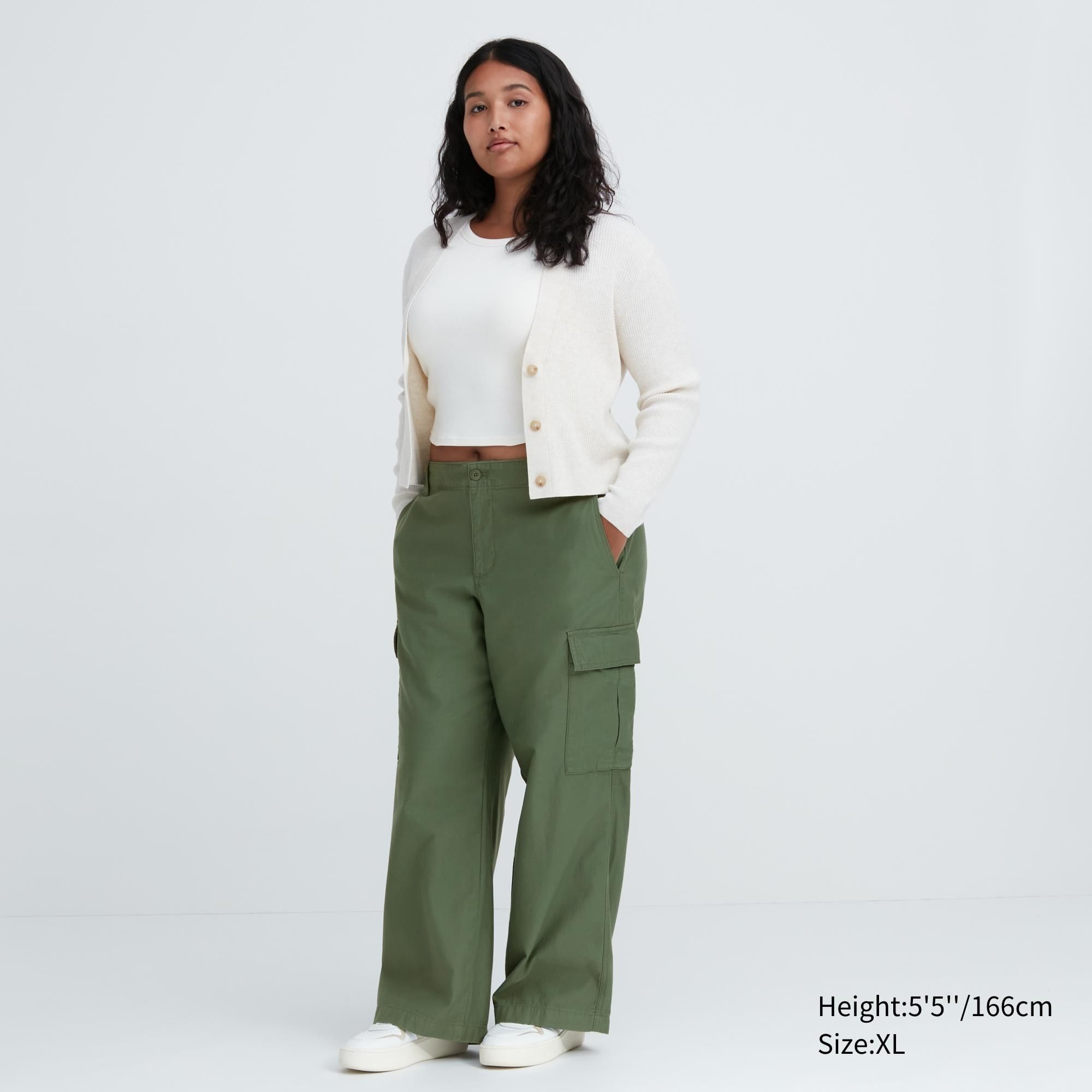 Green Uniqlo Wide Straight Leg Cargo Trousers | PNTMC-1962