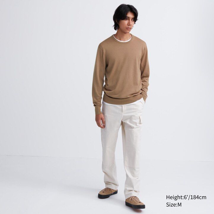 Grey Uniqlo 100pct Extra Fine Merino Crew Neck Jumper | MSWZC-4165