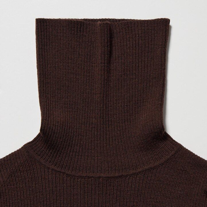 Grey Uniqlo 100pct Extra Fine Merino Ribbed Turtleneck Jumper | BRFOJ-6835