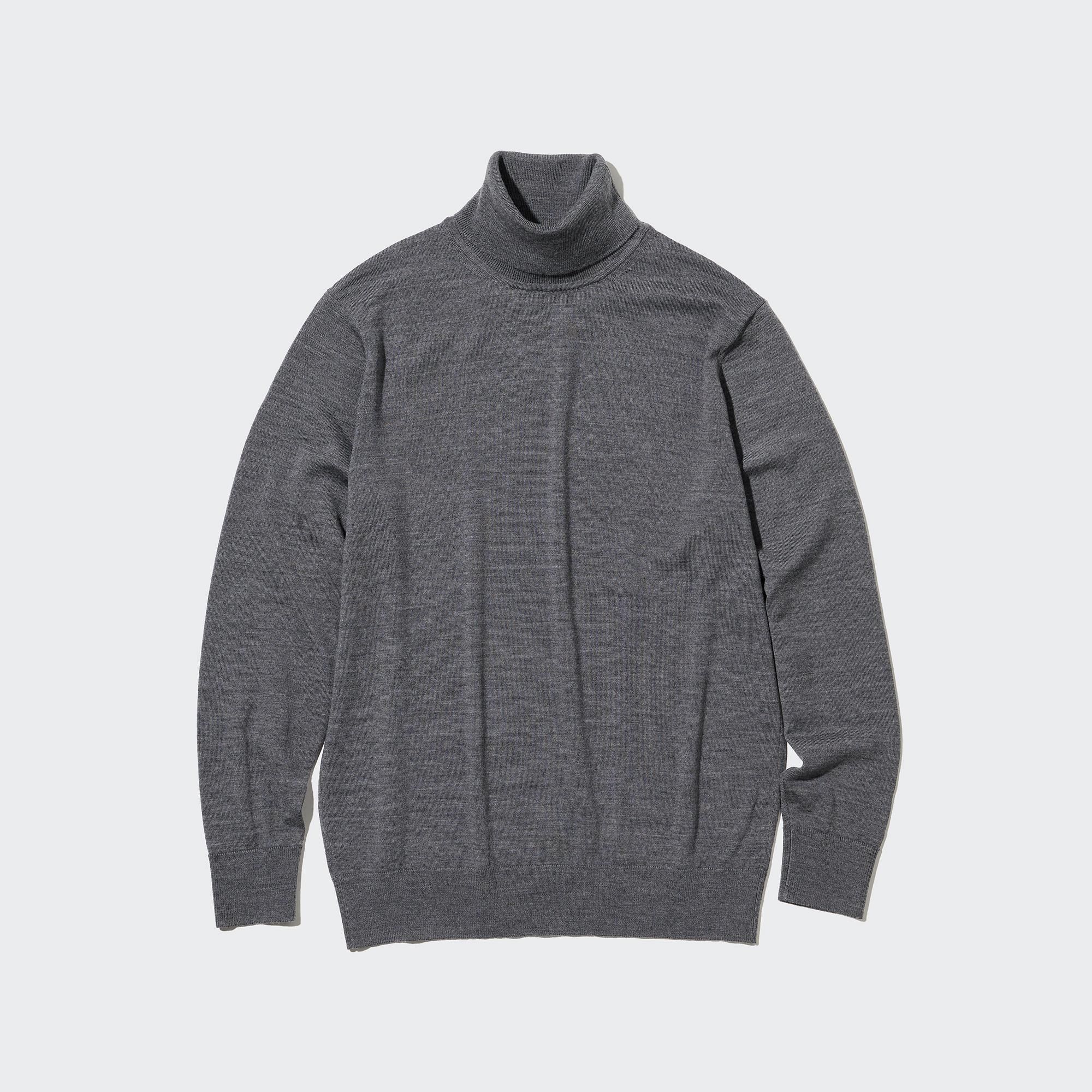 Grey Uniqlo 100pct Extra Fine Merino Turtleneck Jumper | GQHAL-2640