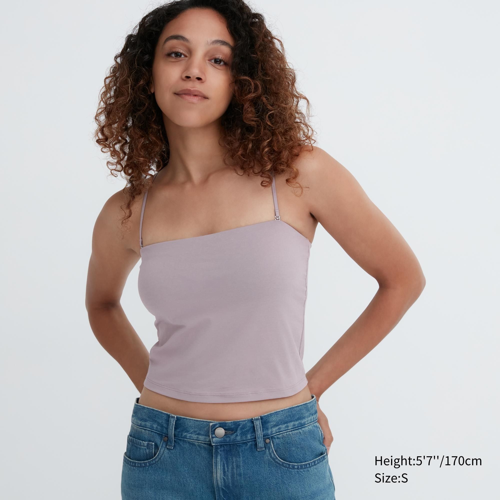 Grey Uniqlo Airism Cotton Cropped Bra Tube Top | KOBNA-0756