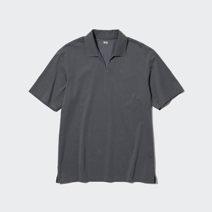 Grey Uniqlo Airism Polo Shirt Skipper Collar | SEXBD-3679
