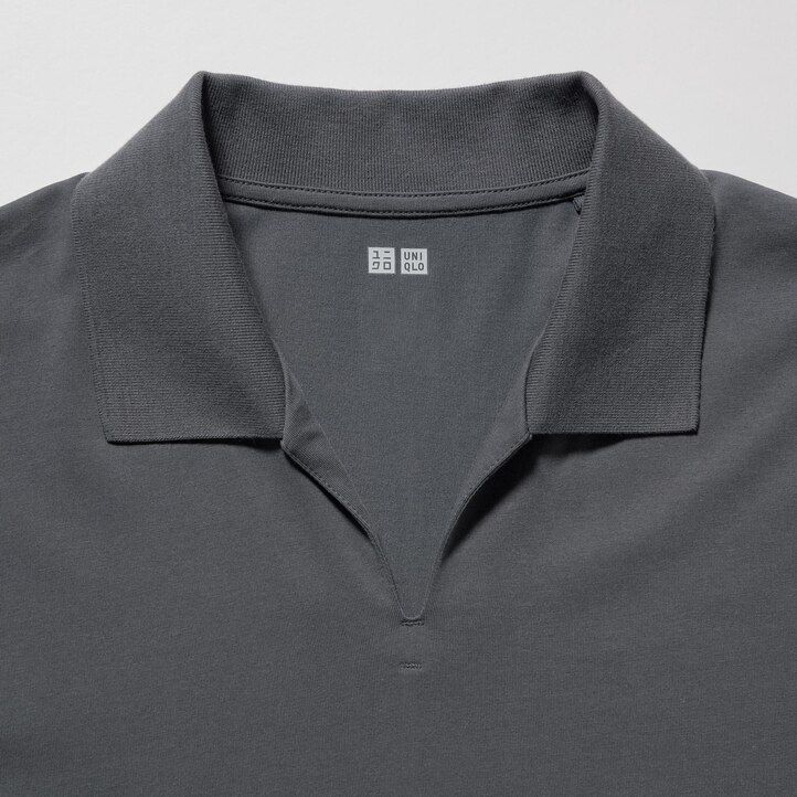 Grey Uniqlo Airism Polo Shirt Skipper Collar | SEXBD-3679