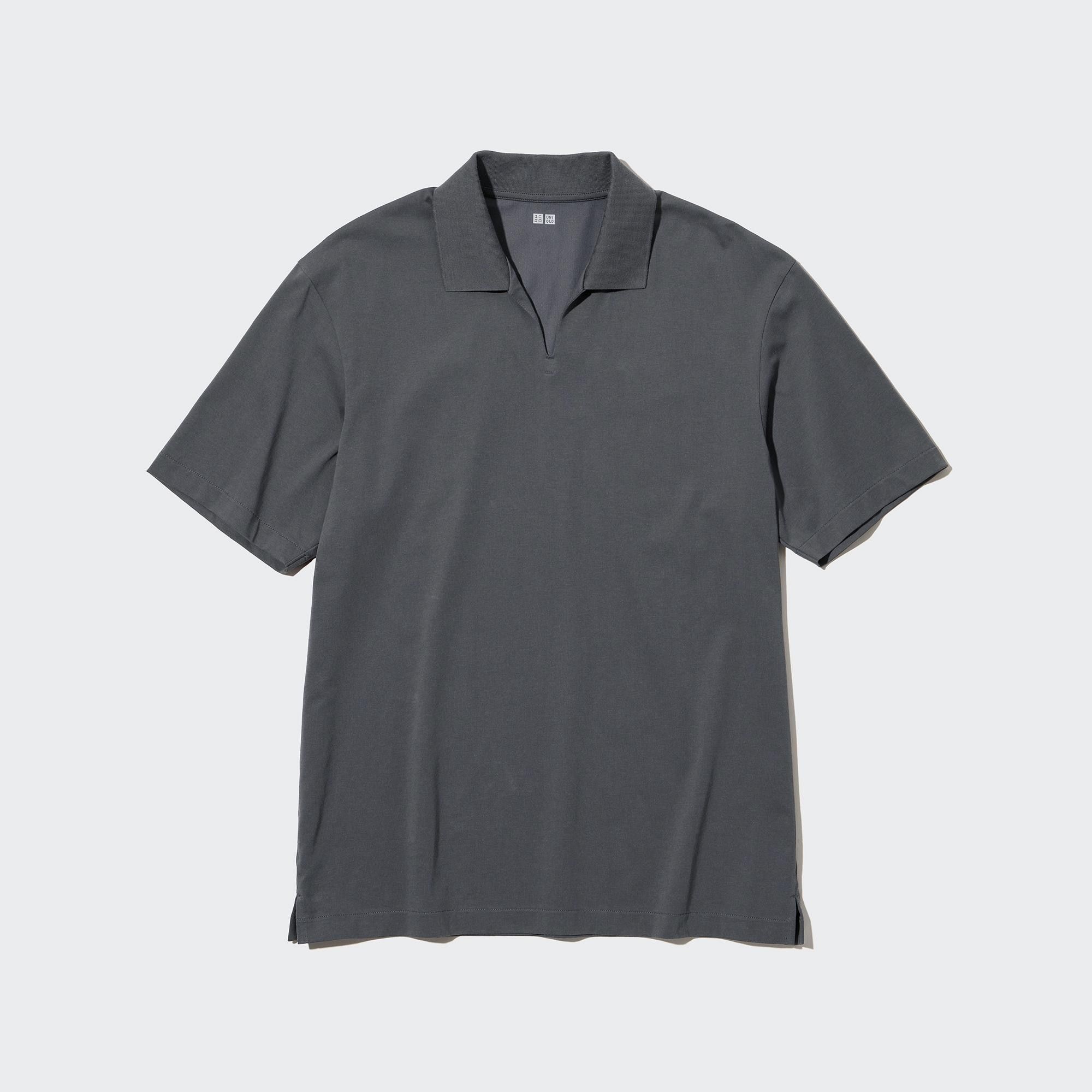 Grey Uniqlo Airism Polo Shirt Skipper Collar | SEXBD-3679