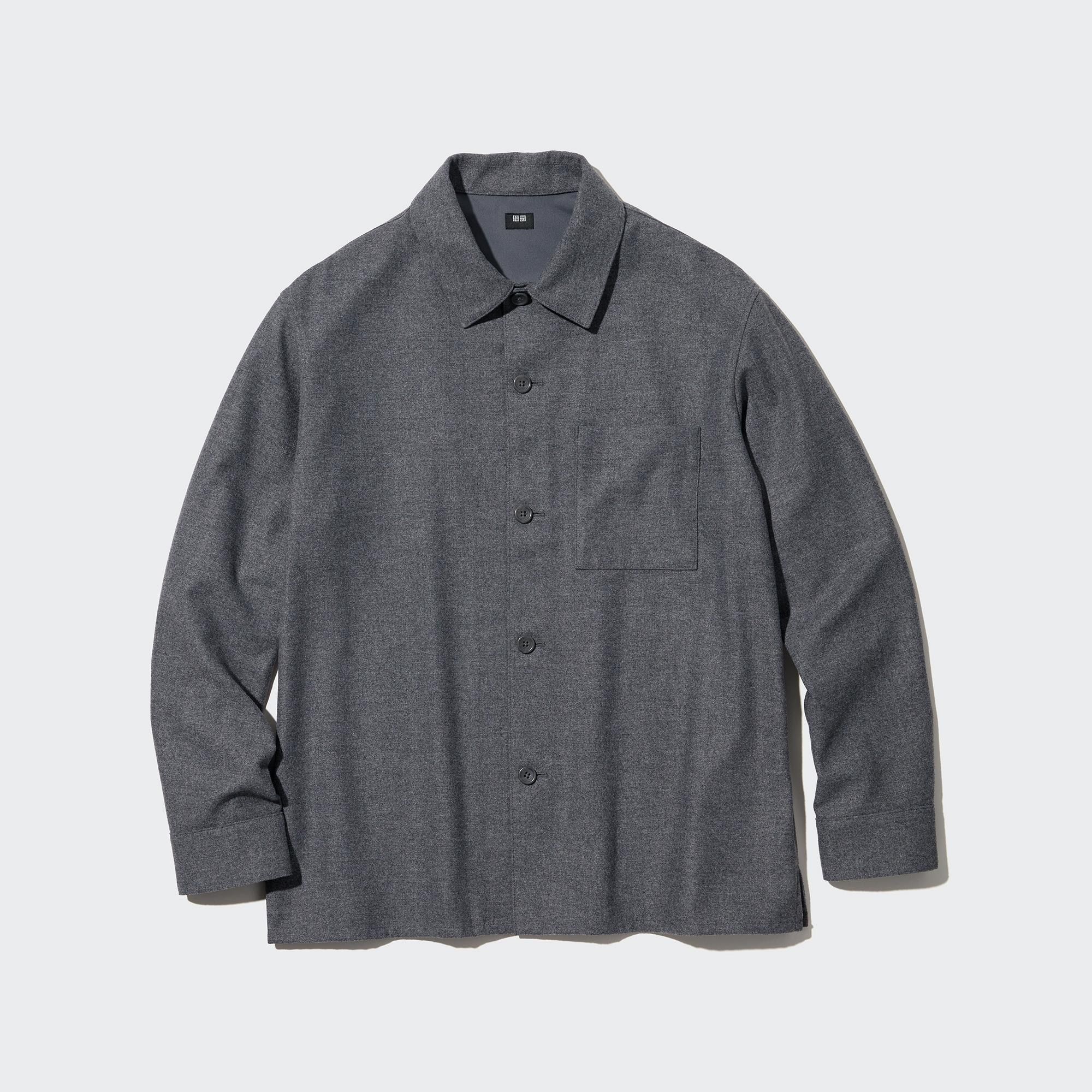 Grey Uniqlo Brushed Twill Overshirt | LUHSD-0934