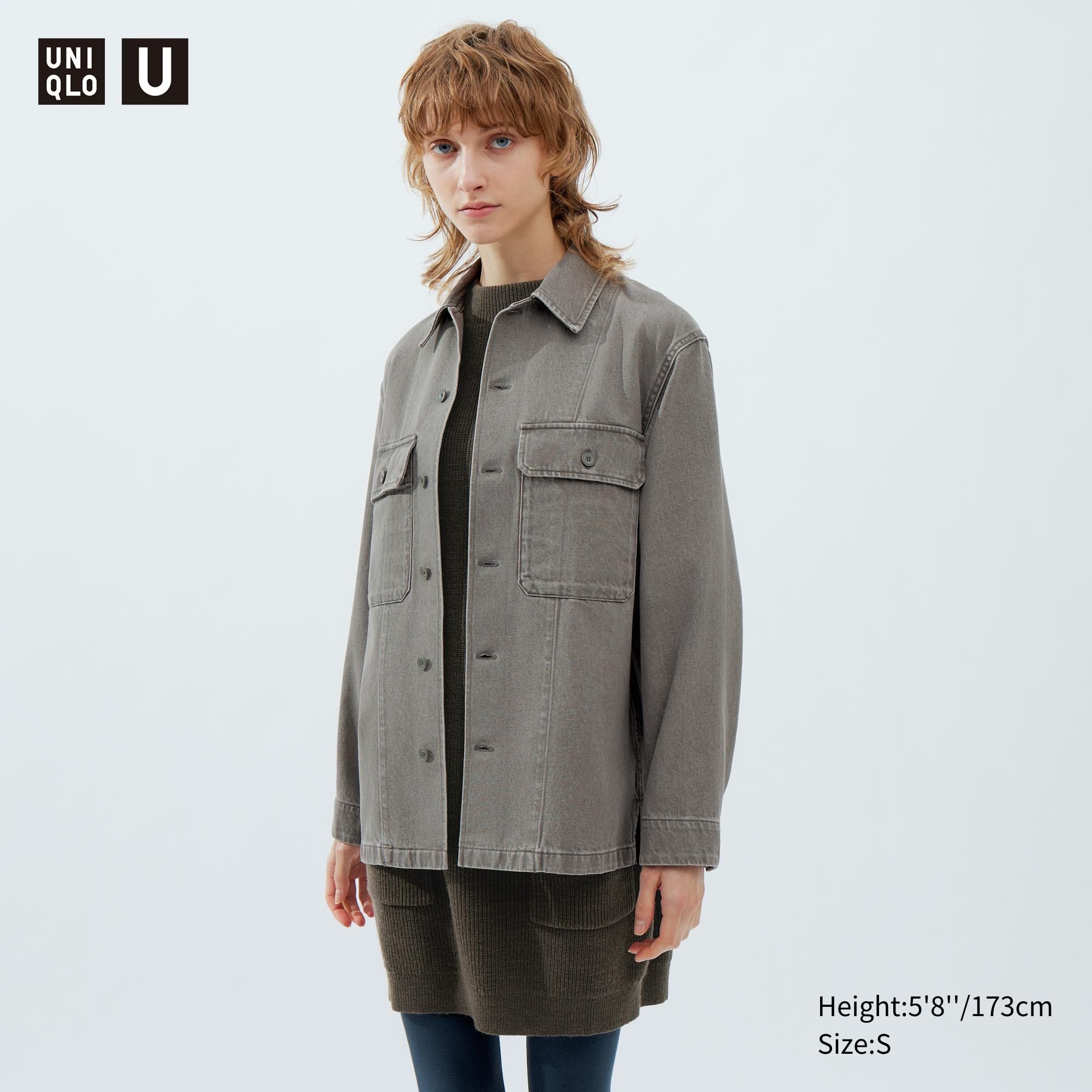 Grey Uniqlo Denim Shirt Jacket | BFEKP-1293