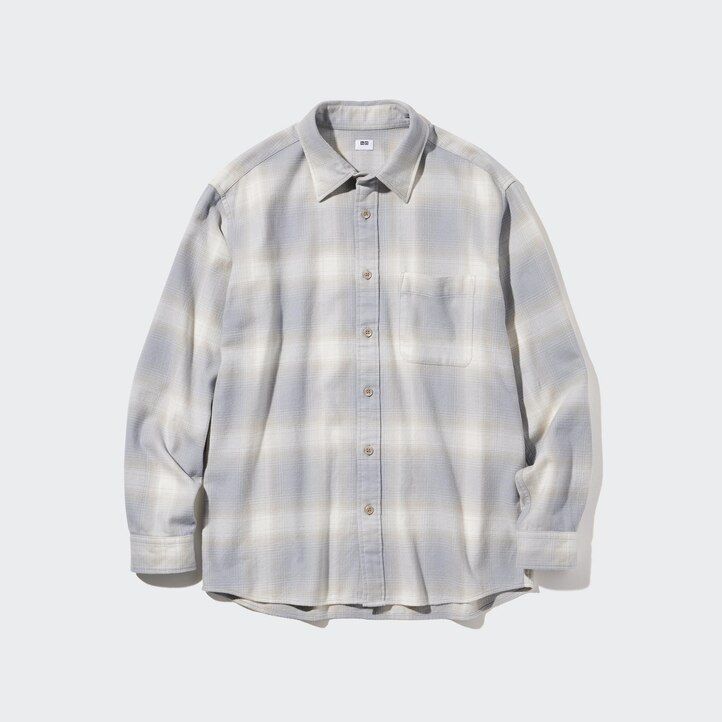 Grey Uniqlo Flannel Checked Shirt | PEMZO-0183