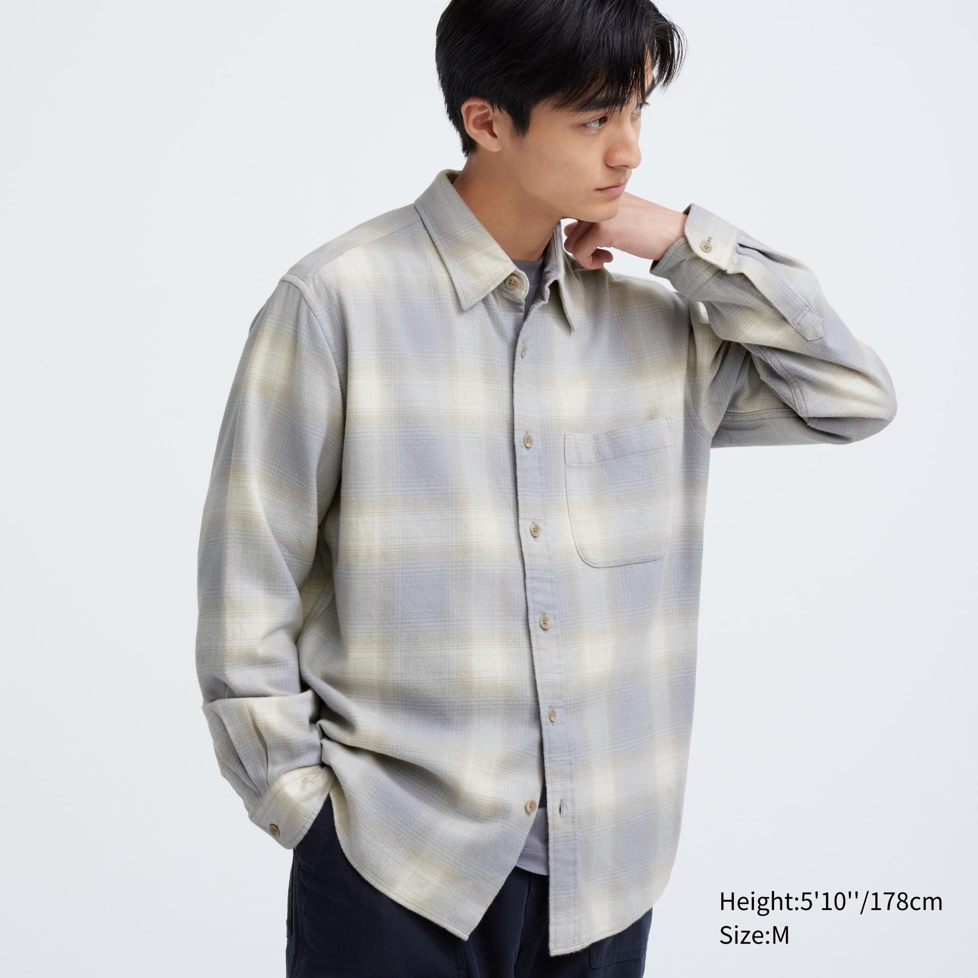 Grey Uniqlo Flannel Checked Shirt | PEMZO-0183