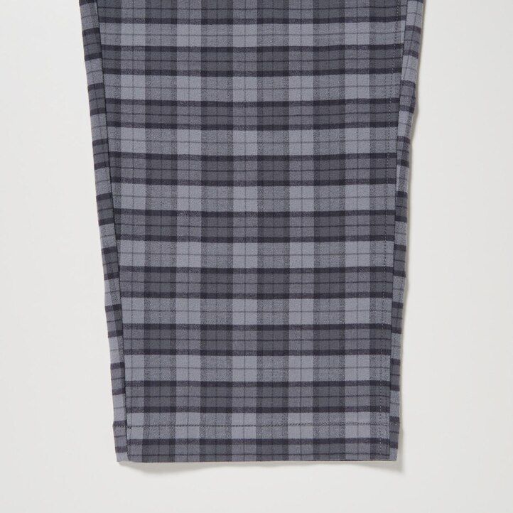 Grey Uniqlo Flannel Easy Patterned Ankle Length Trousers | JIHKW-1674