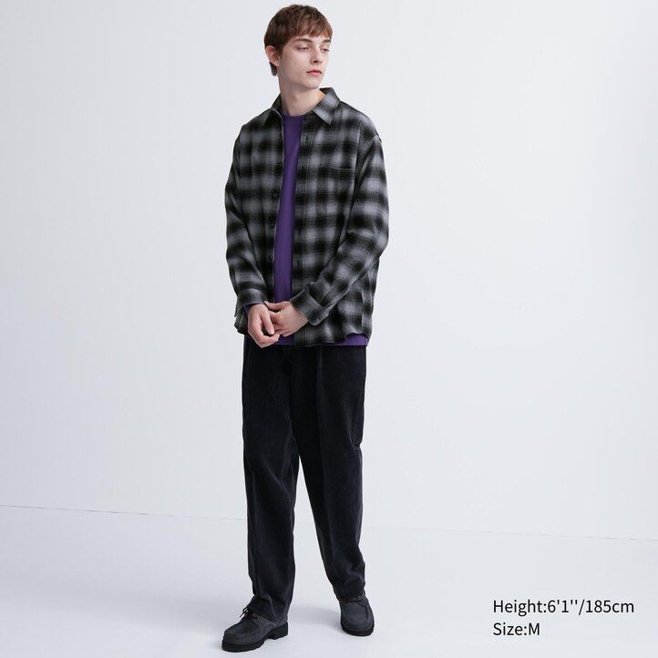 Grey Uniqlo Flannel Regular Fit Checked Shirt Regular Collar | IVCLU-9273