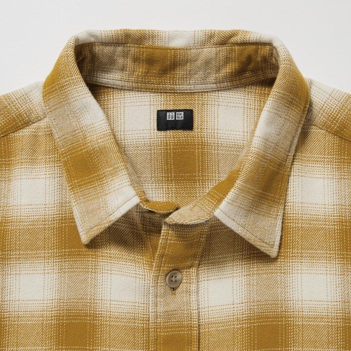 Grey Uniqlo Flannel Regular Fit Checked Shirt Regular Collar | IVCLU-9273