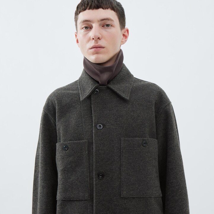Grey Uniqlo Fleece Jersey Overshirt | FNVOZ-3902