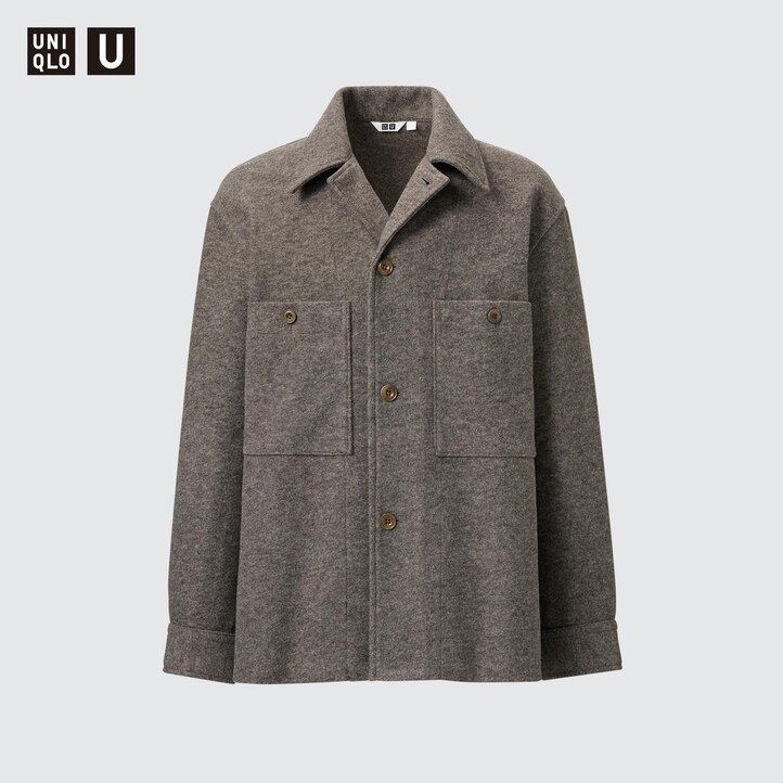 Grey Uniqlo Fleece Jersey Overshirt | FNVOZ-3902