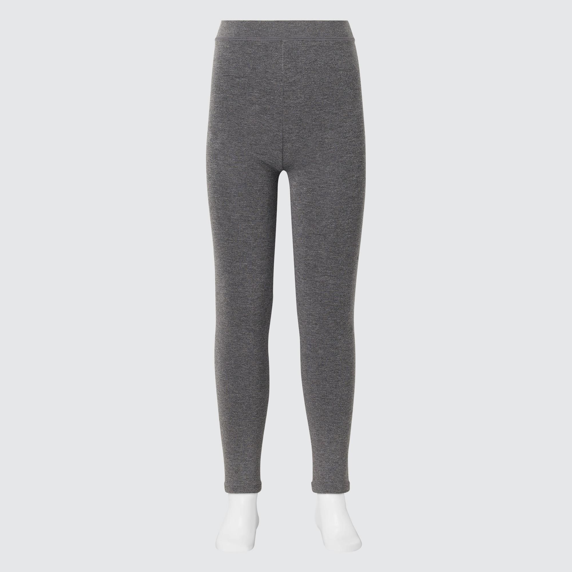 Grey Uniqlo Girls Heattech Extra Warm Pile Lined Leggings | SPMJK-3687