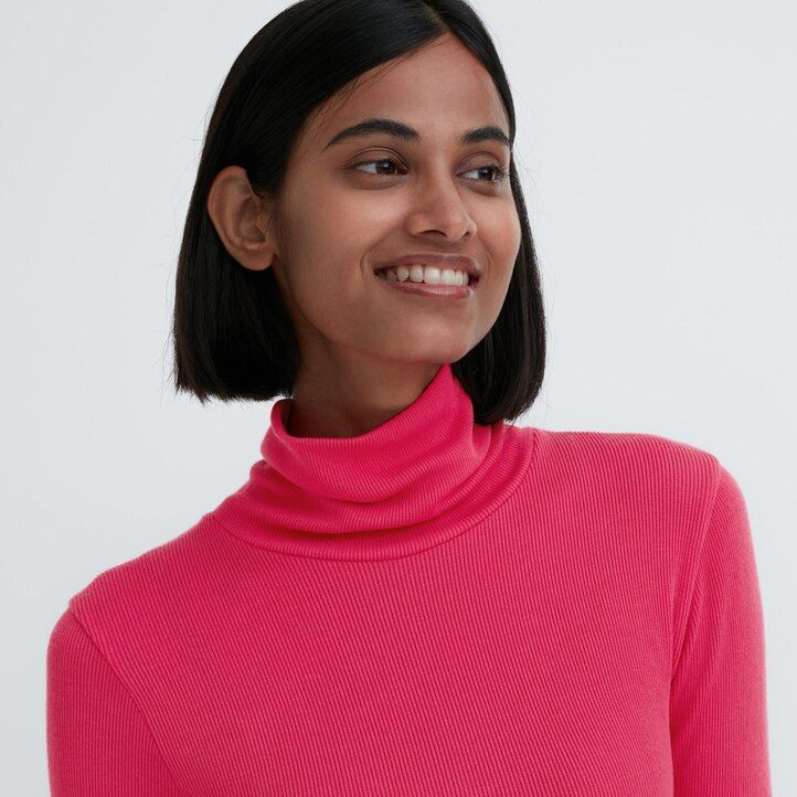 Grey Uniqlo Heattech Extra Warm Seamless Ribbed Turtleneck Long Sleeved Thermal Top | KQYHP-0169