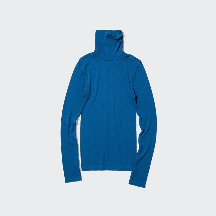 Grey Uniqlo Heattech Extra Warm Seamless Ribbed Turtleneck Long Sleeved Thermal Top | KQYHP-0169