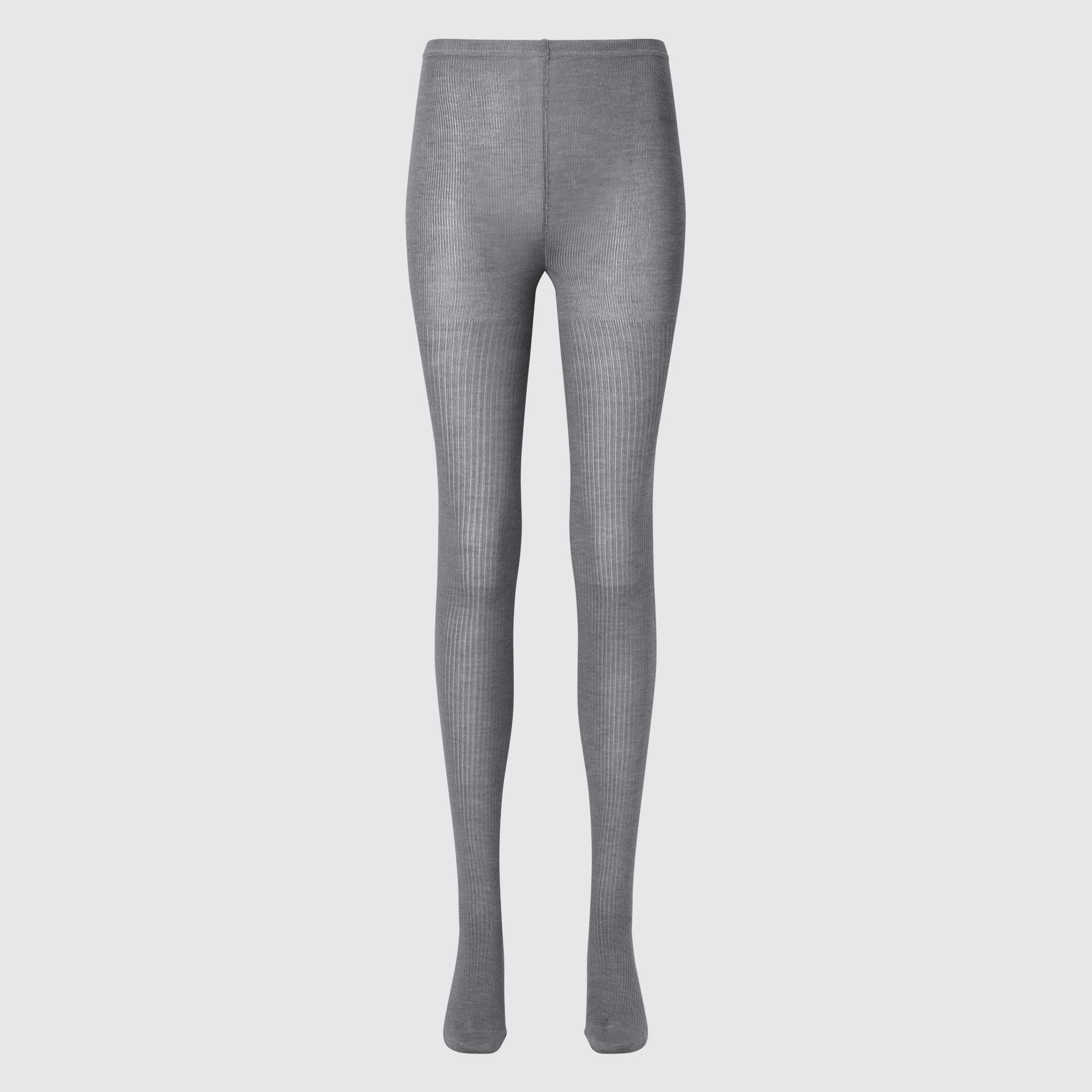 Grey Uniqlo Heattech Ribbed Knitted Thermal Tights | ZAIKY-9478