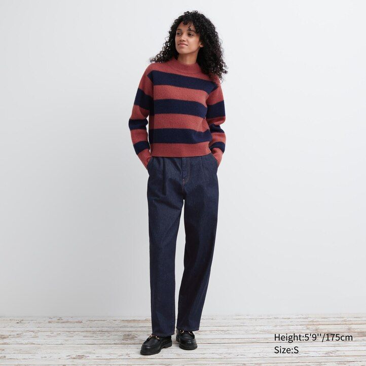 Grey Uniqlo Lambswool Striped Jumper | SMTGJ-6850