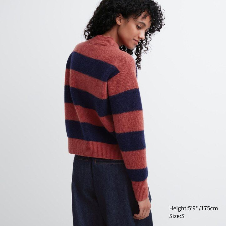 Grey Uniqlo Lambswool Striped Jumper | SMTGJ-6850