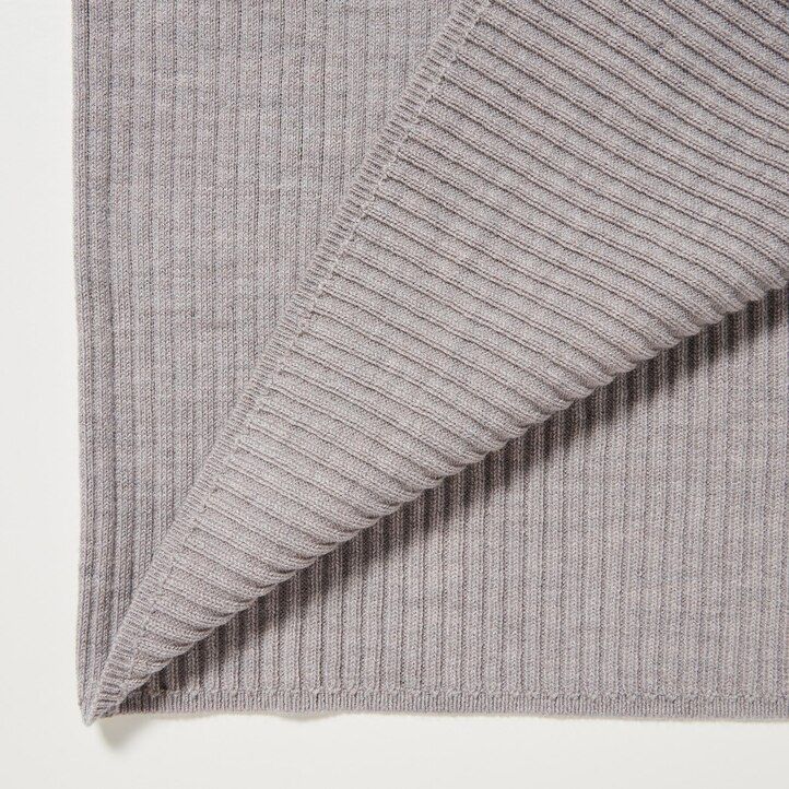 Grey Uniqlo Merino Blend Fitted U Neck Long Sleeved Dress | CXLMQ-1274