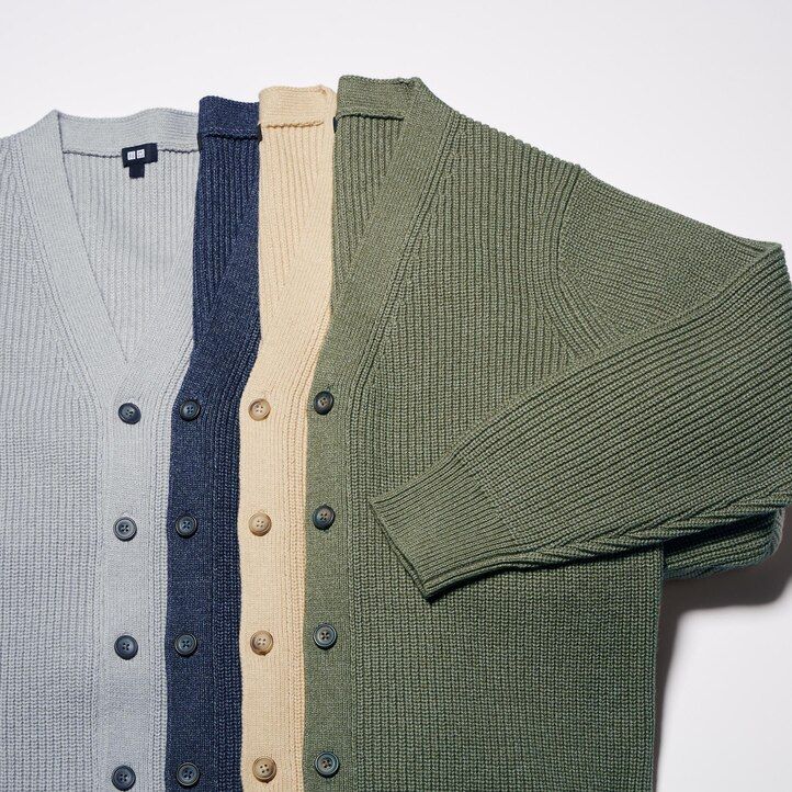Grey Uniqlo Middle Gauge Knit V Neck Cardigan | KXYEZ-5768