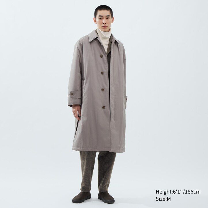 Grey Uniqlo Padded Single Breasted Coat | ALIUR-3921