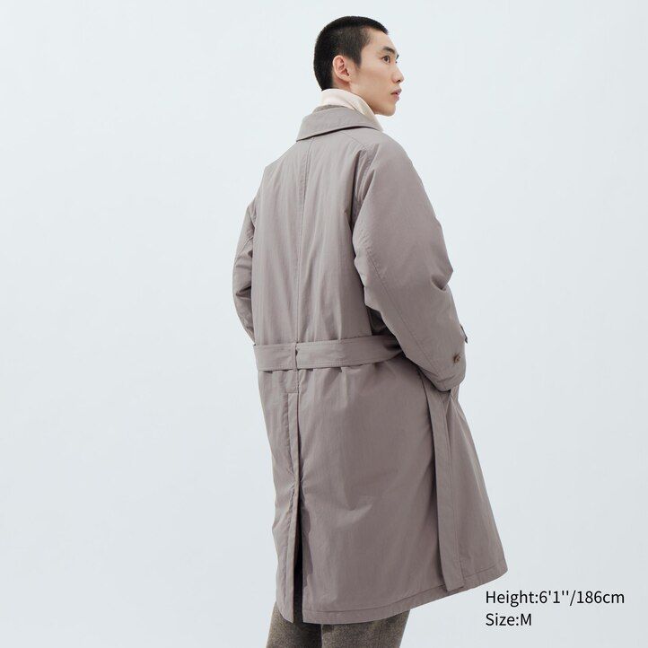 Grey Uniqlo Padded Single Breasted Coat | ALIUR-3921