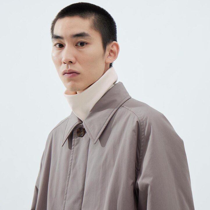 Grey Uniqlo Padded Single Breasted Coat | ALIUR-3921